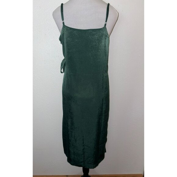 Lulus Fall In Love Forest Green Midi Wrap Dress Size Small - Picture 2 of 8
